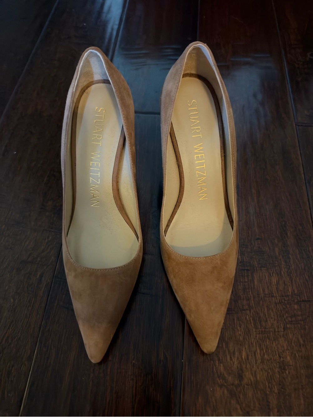 Stuart Weitzman Camel/Tan Suede Pointed-Toe Pumps